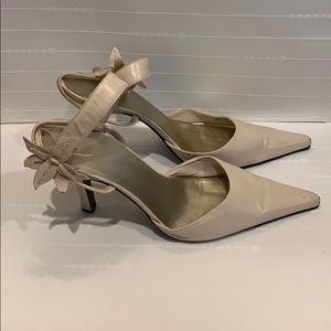 Nine West Cream Sling Back Stiletto Heels Sandals